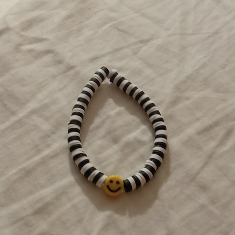 Black and white smiley face bracelet